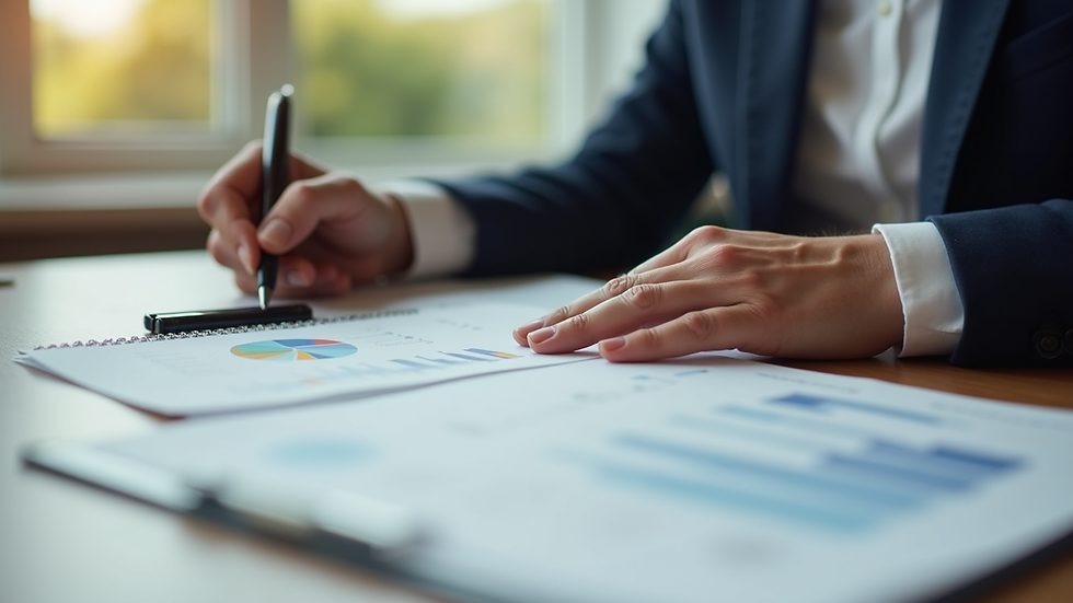 Close-up view of a financial advisor explaining home care costs