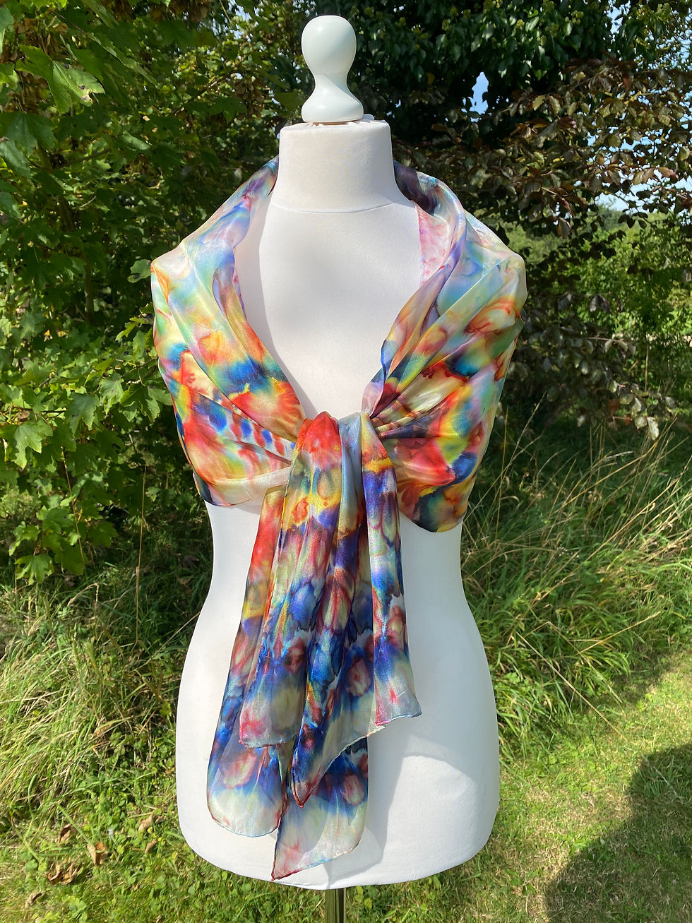 Thumbnail: Tulip Garden Hand Painted Pure Silk Scarf ~ One Of A Kind