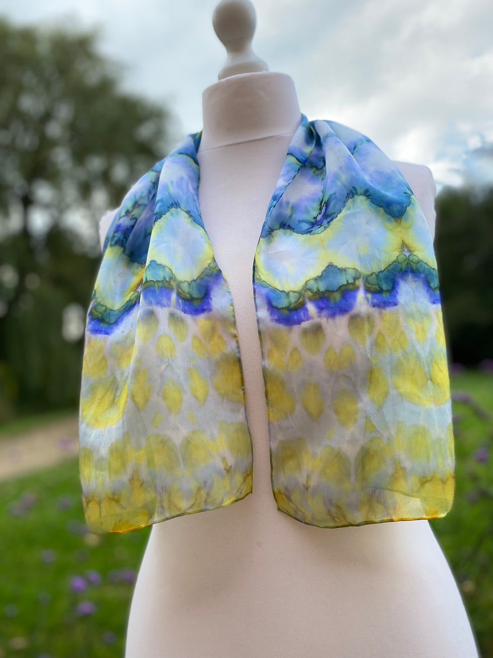 Thumbnail: Woodland Gems Hand Painted Pure Silk Scarf ~ One Of A Kind