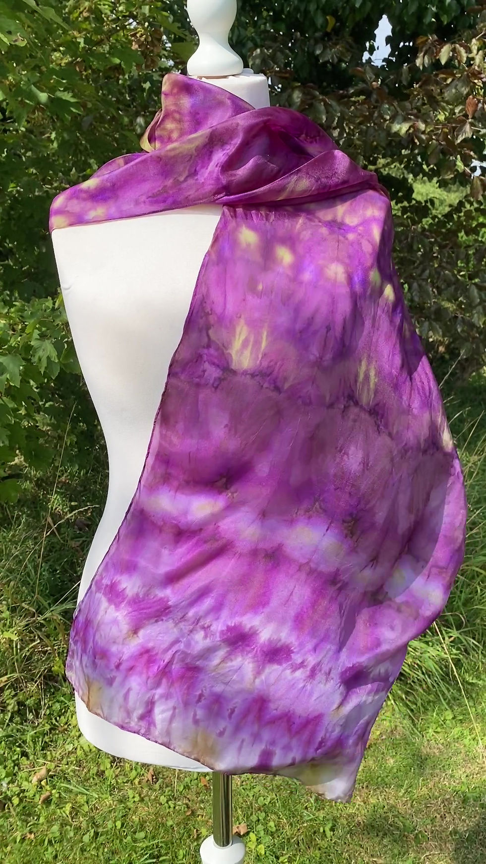Thumbnail: Vivacious Verbena  Purple Hand Painted Pure Silk Scarf ~ One Of A Kind