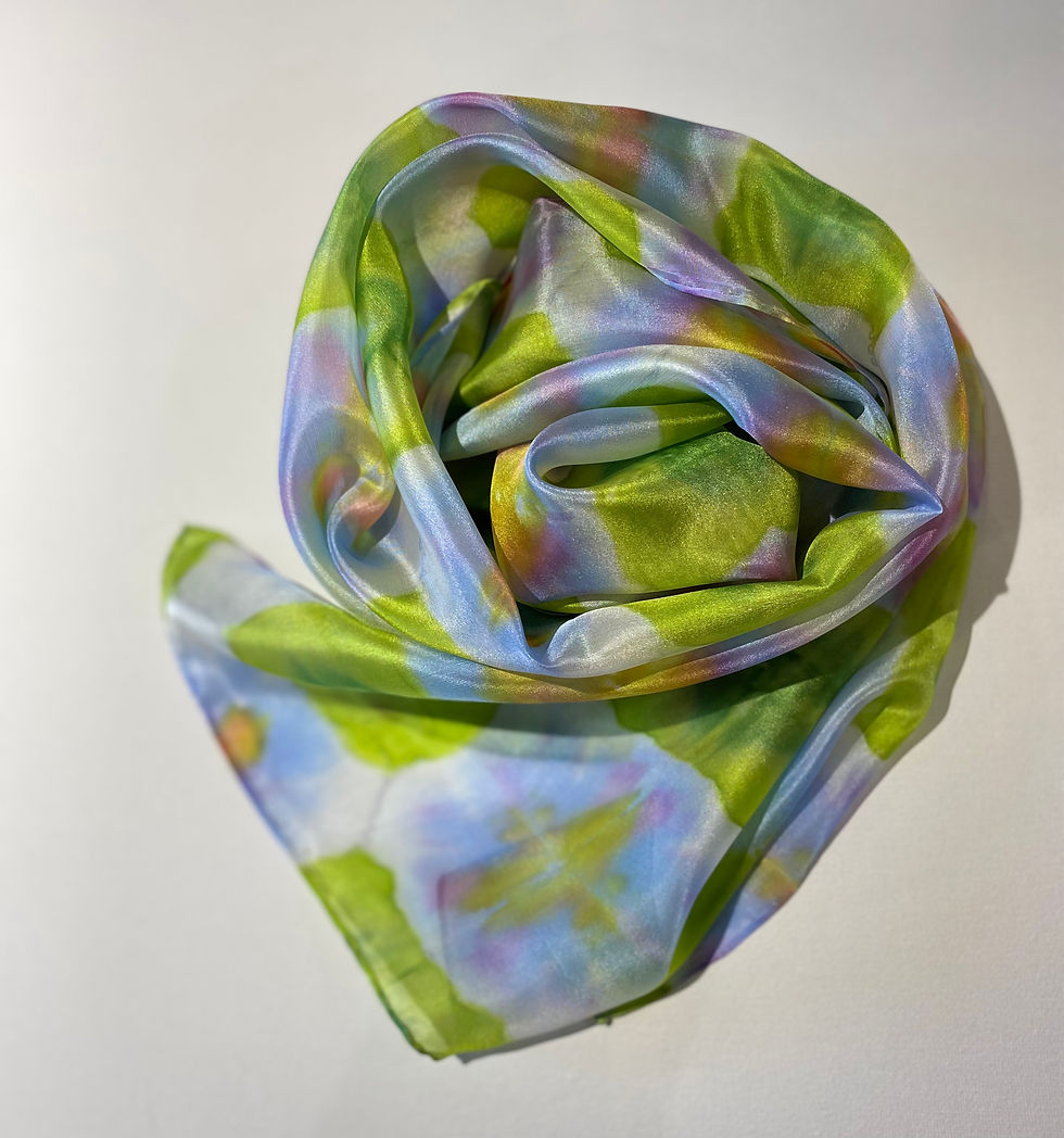 Thumbnail: Blue Hydrangea Heaven Hand Painted Pure Silk Scarf ~ One Of A Kind