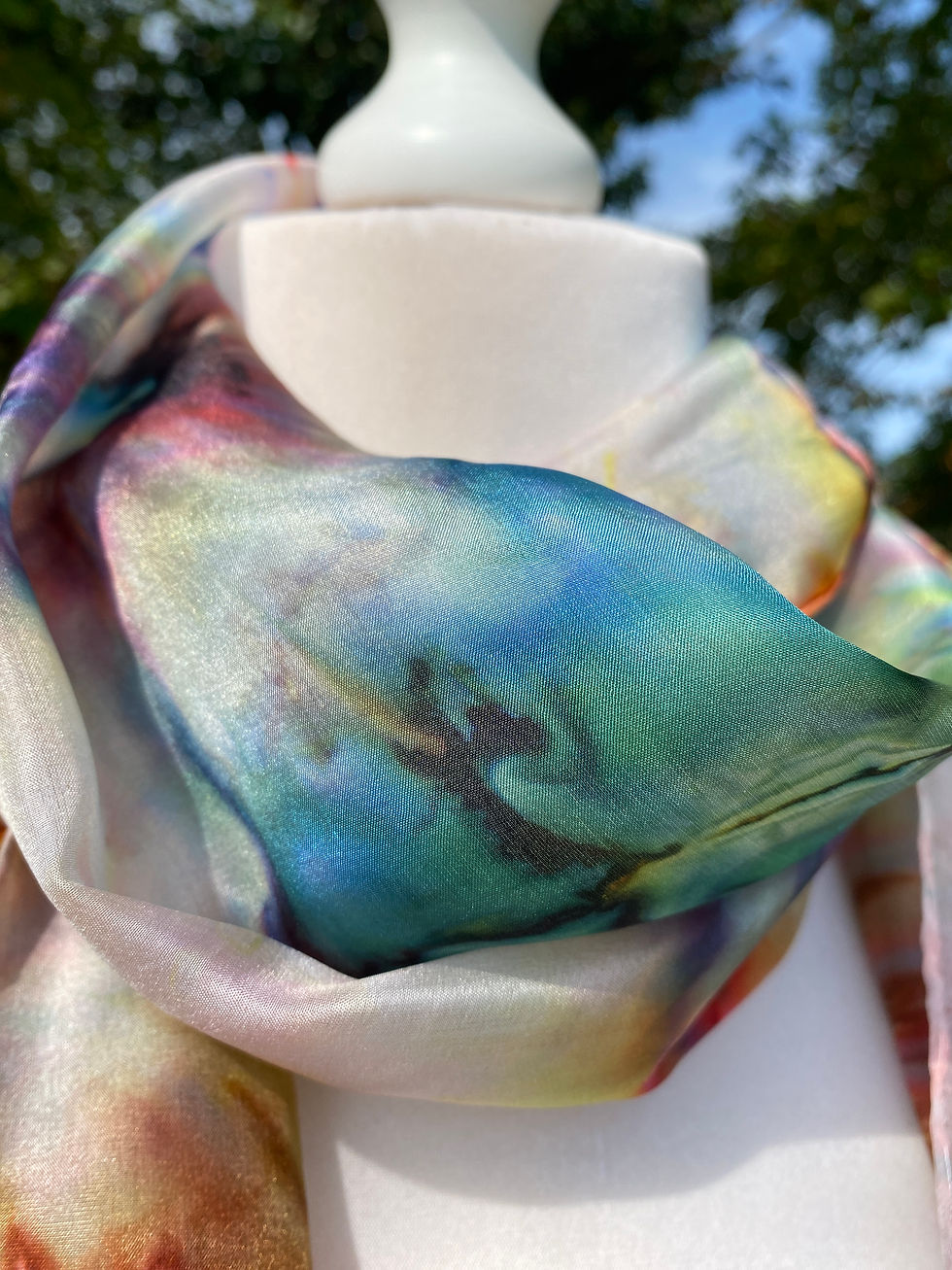 Thumbnail: Tulip Garden Hand Painted Pure Silk Scarf ~ One Of A Kind