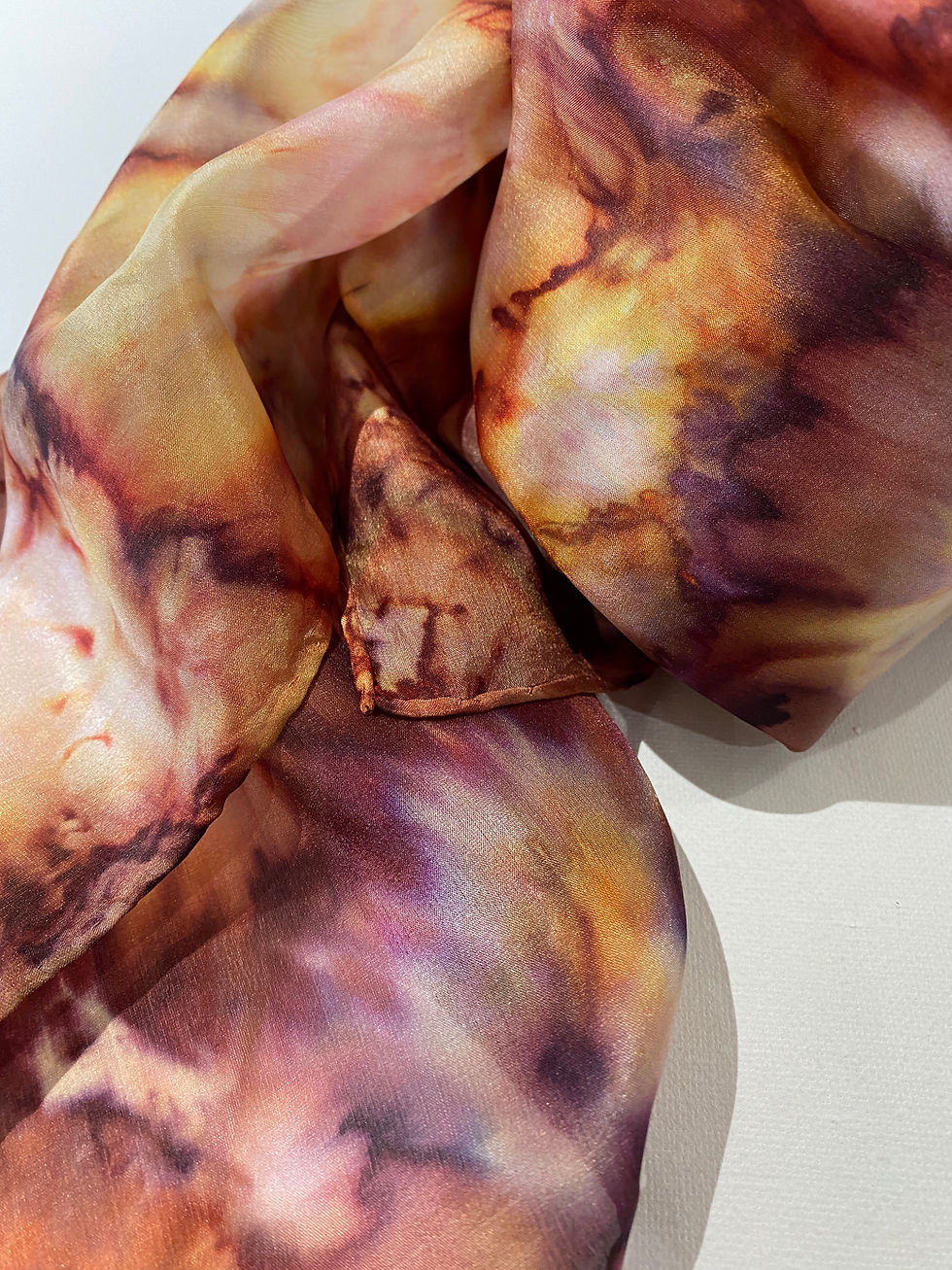 Thumbnail: Woodland Fiesta - Russet, Orange & Gold  Hand Painted Pure Silk Scarf