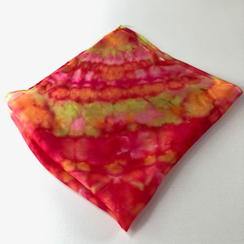 Large Red, Pink and Lime Green Silk Pocket Square ~ Handkerchief