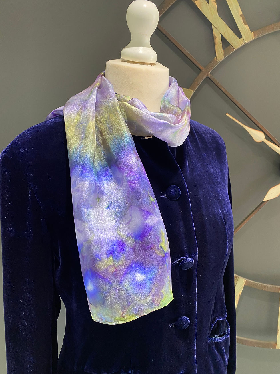 Thumbnail: Bluebells in the Wood Hand Painted Pure Silk Scarf ~ One Of A Kind