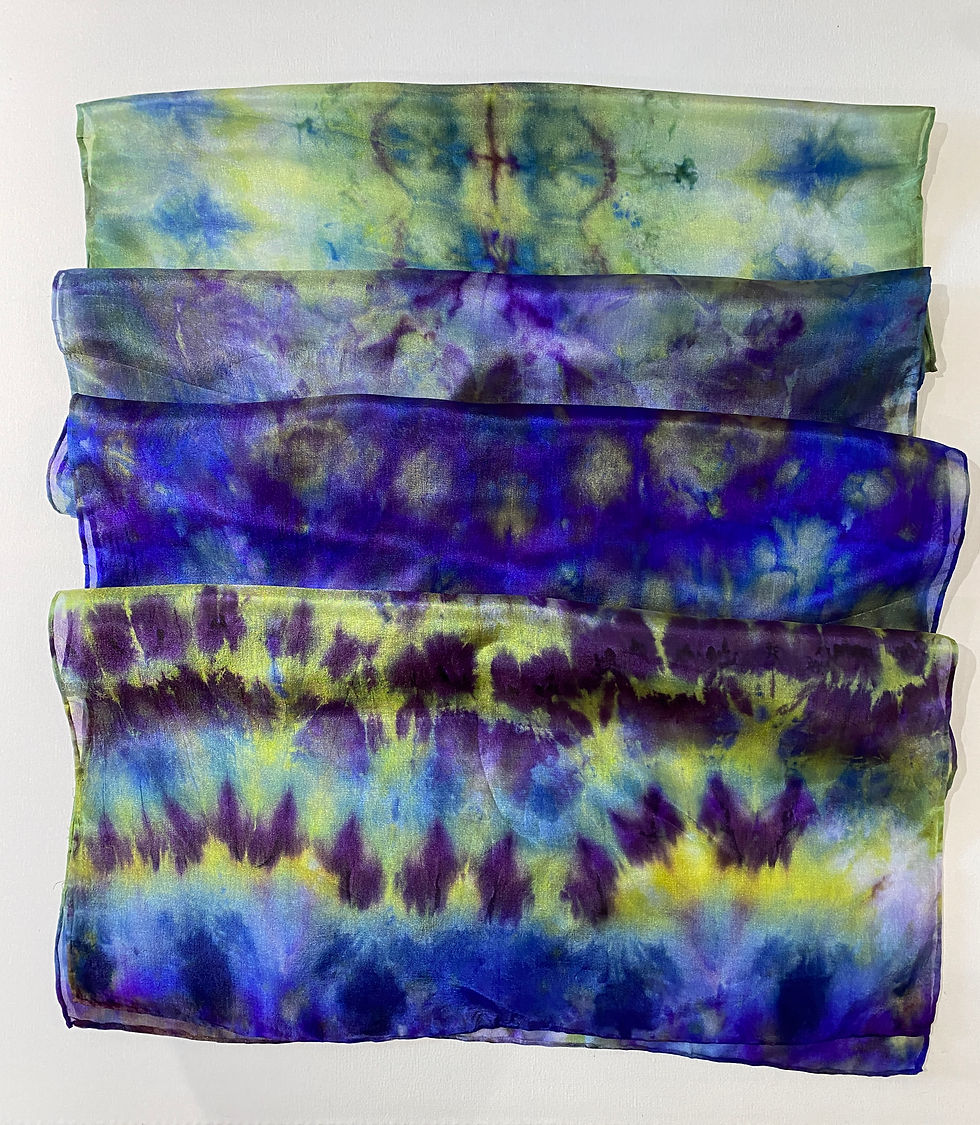Thumbnail: Celestial Midnight Violas ~ Hand Painted Pure Silk Scarf ~ One Of A Kind