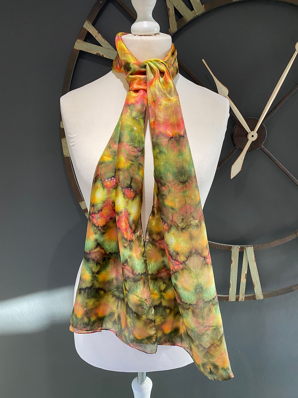 Thumbnail: Woodland Flora ~ Hand Painted Pure Silk Scarf ~ One Of A Kind