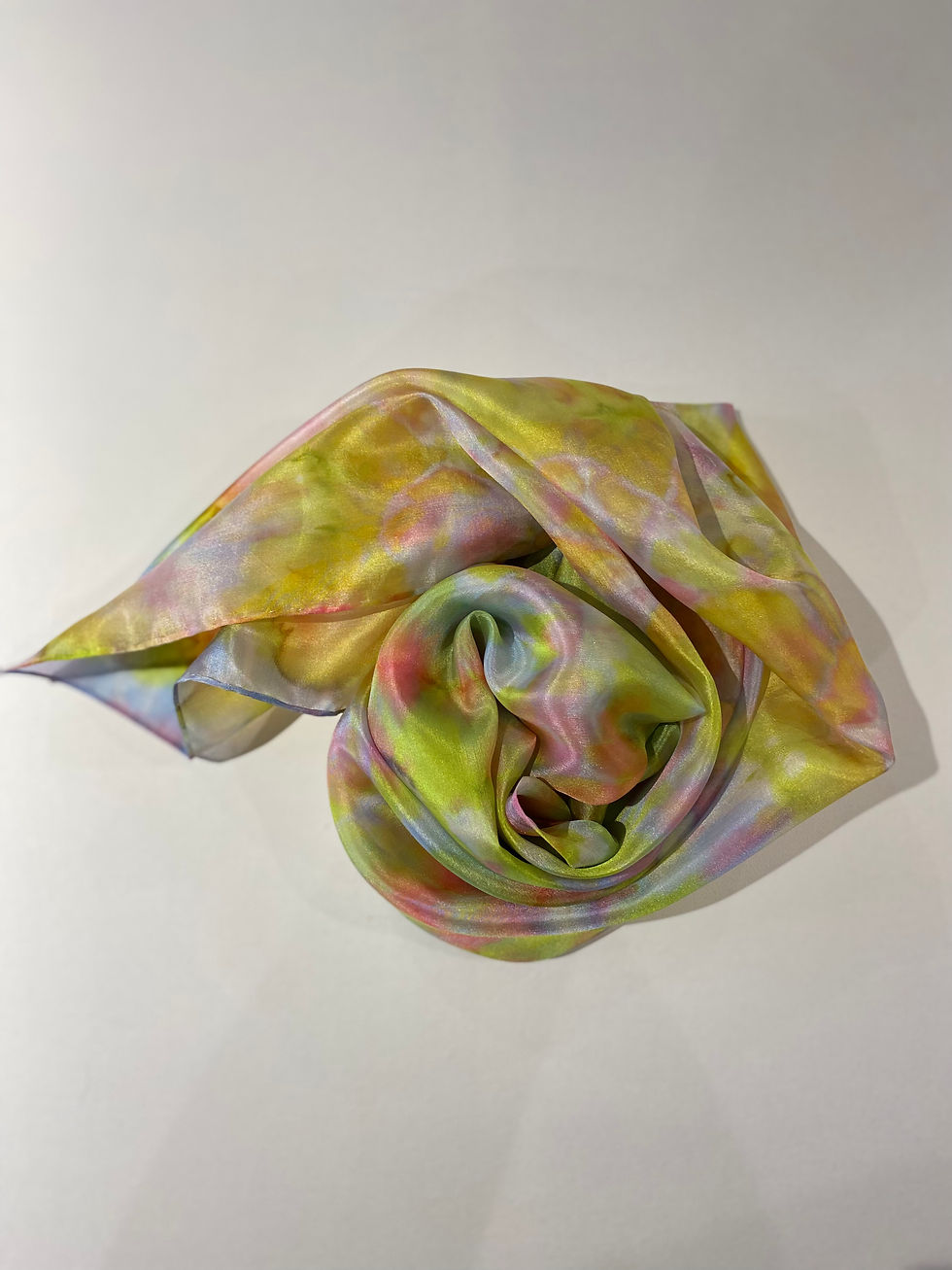 Thumbnail: Dainty Delights Blue/Green Hand Painted Pure Silk Scarf ~ One Of A Kind