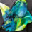Thumbnail: Large Green, Blue and Yellow Silk Pocket Square ~ Handkerchief