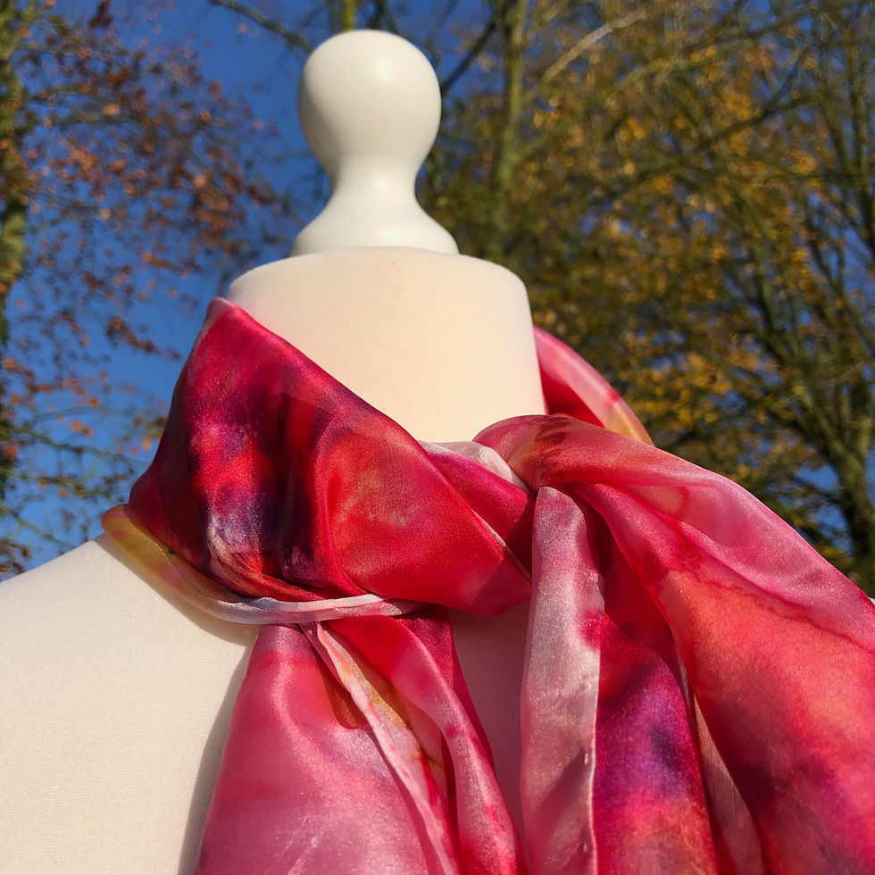 Thumbnail: Perfect Pink Peonies Hand Painted Pure Silk Scarf ~ One Of A Kind