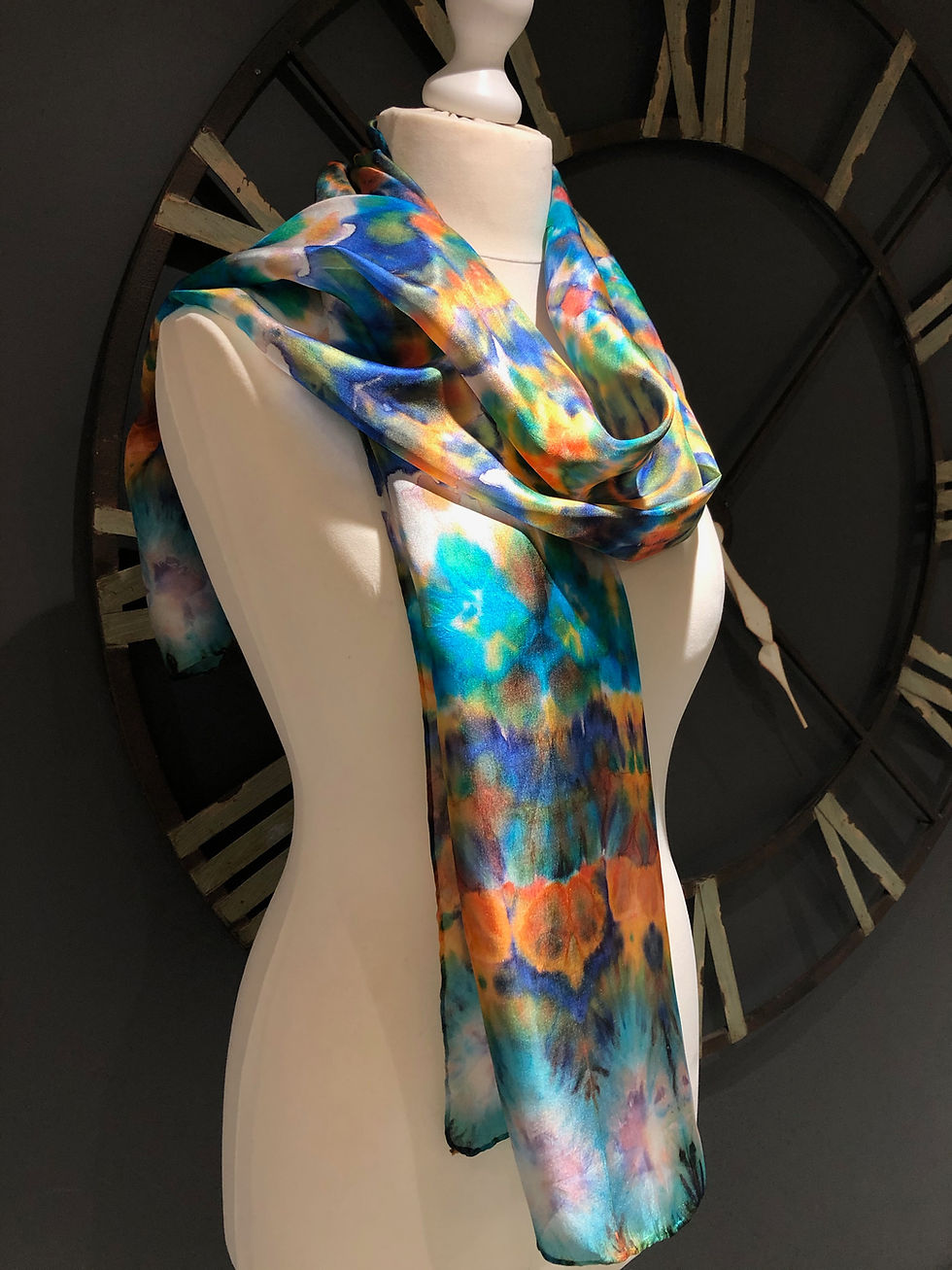 Birds of Paradise Hand Painted Pure Silk Scarf ~ One Of A Kind