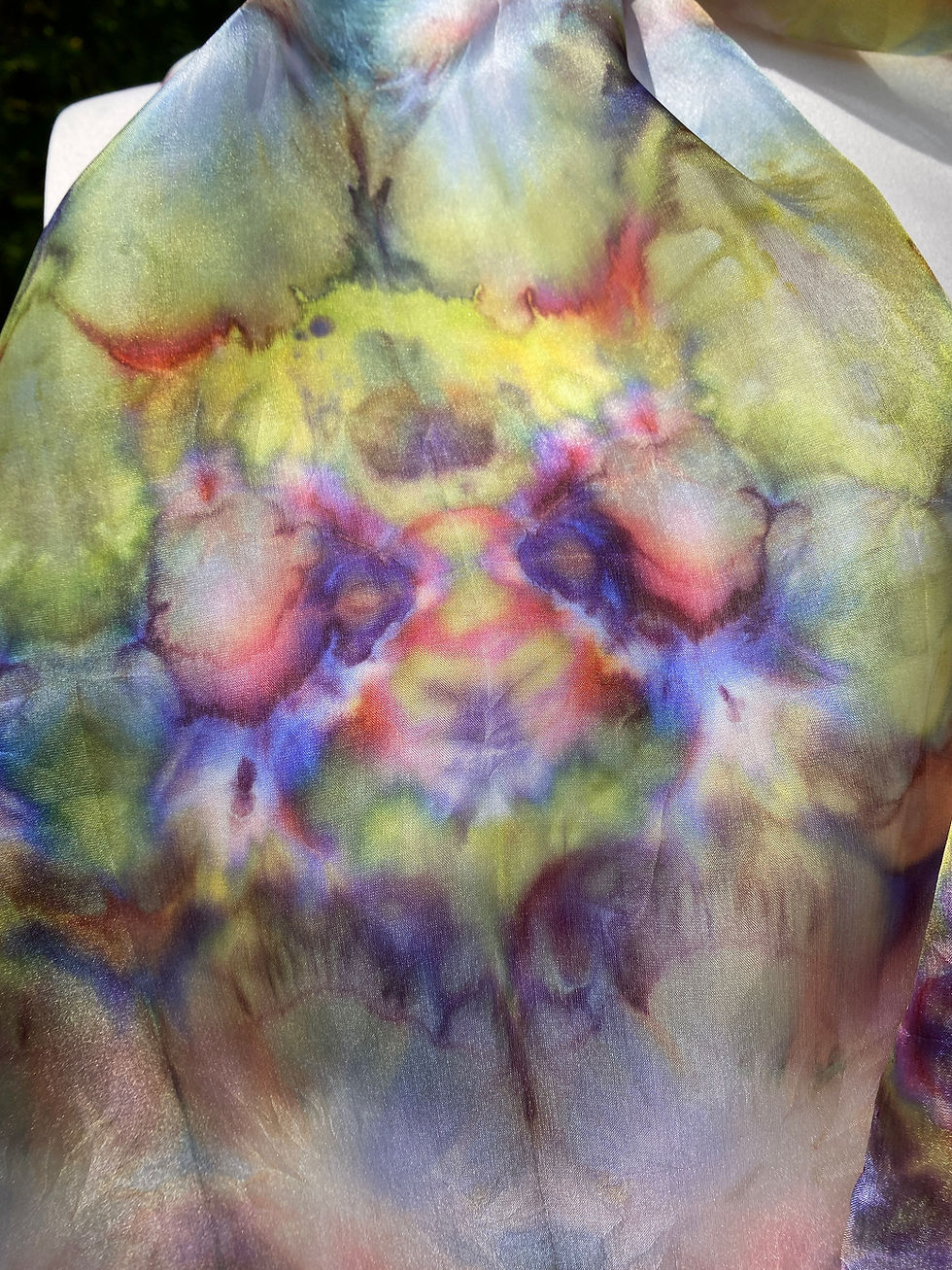 Thumbnail: Tulip Garden Hand Painted Pure Silk Scarf ~ One Of A Kind