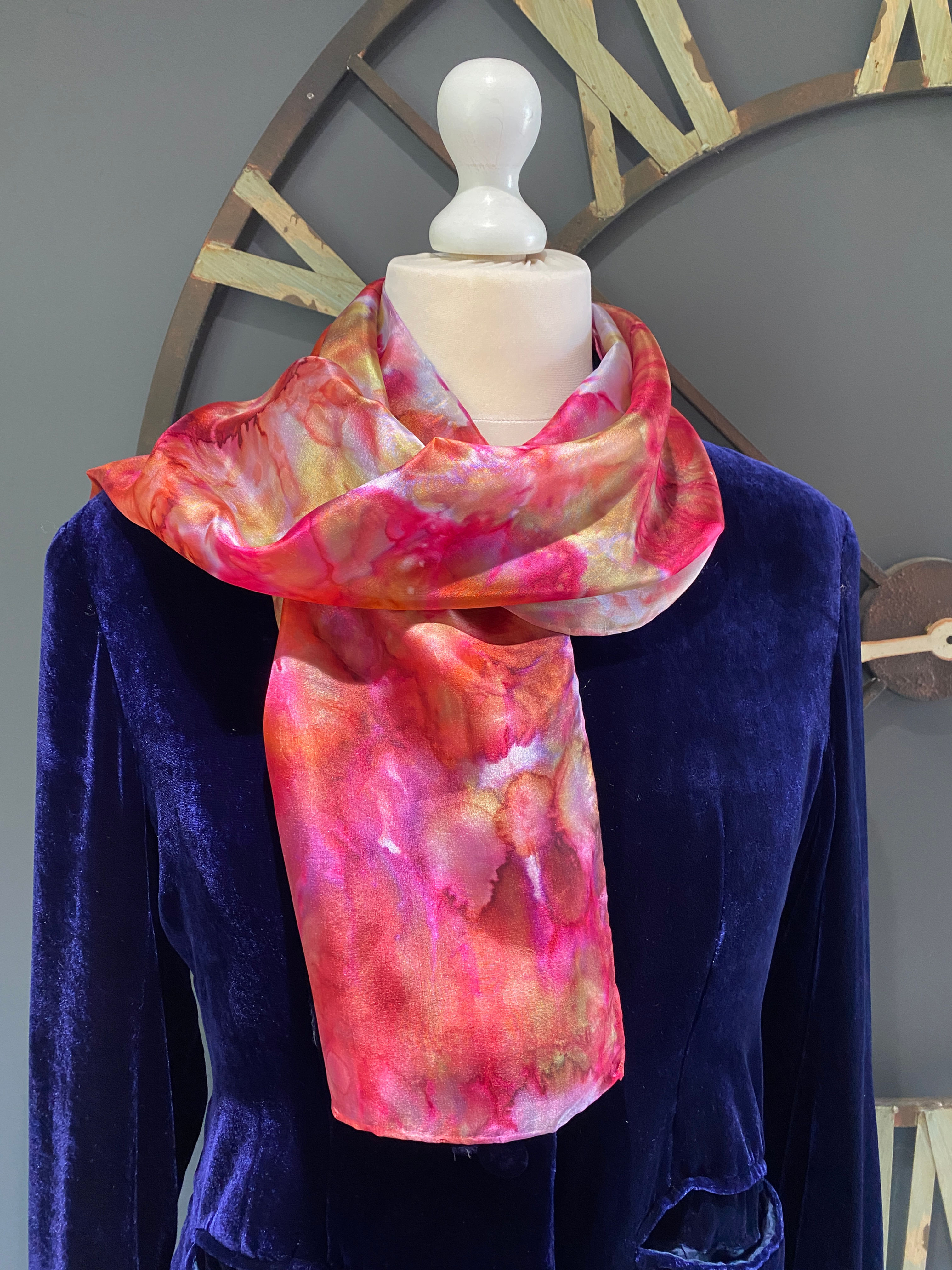 Happy-Hearted Hellebores Hand Painted Pure Silk Scarf ~ One Of A Kind