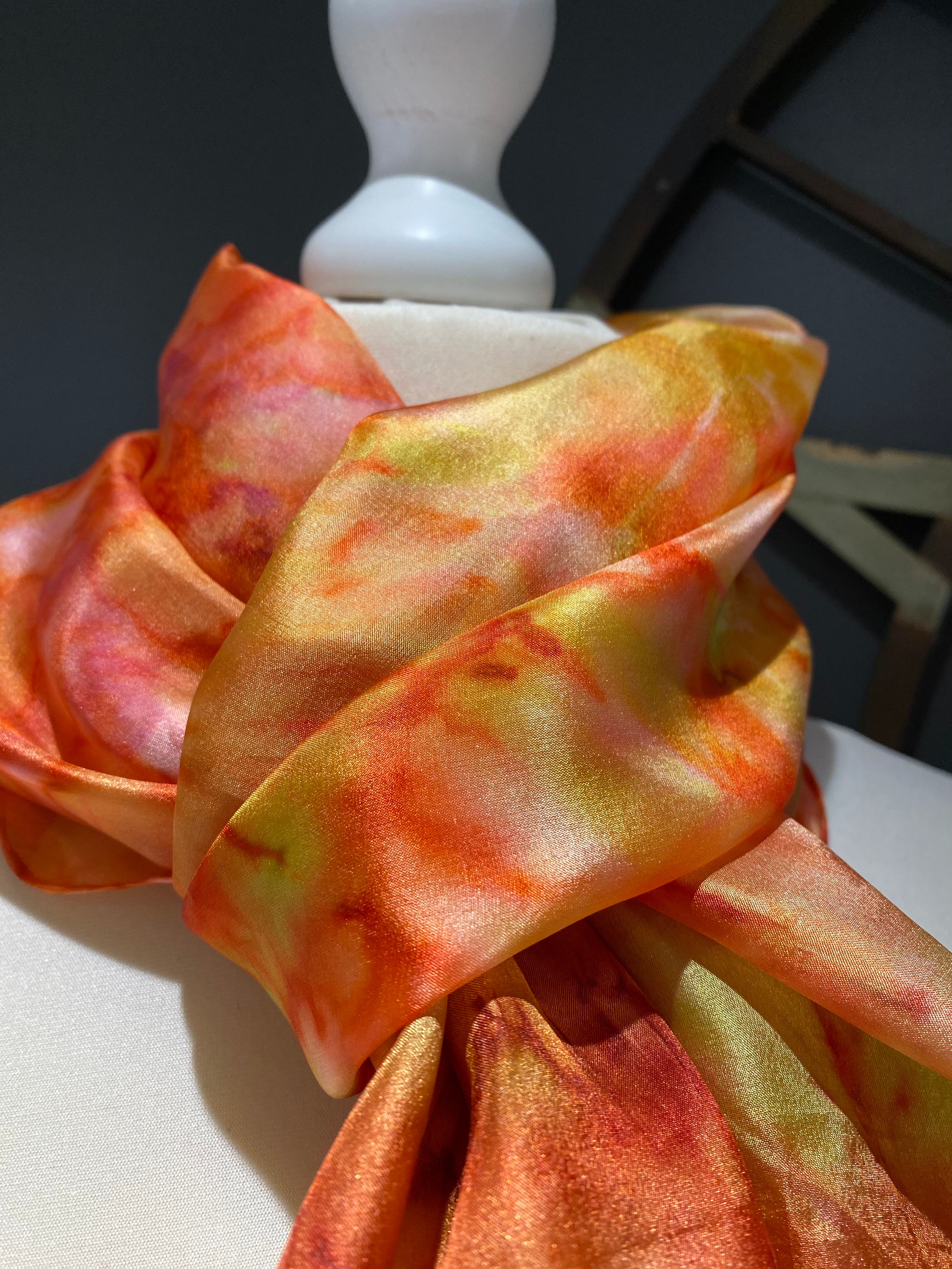 Tulip Fiesta Hand Painted Pure Silk Scarf ~ One Of A Kind