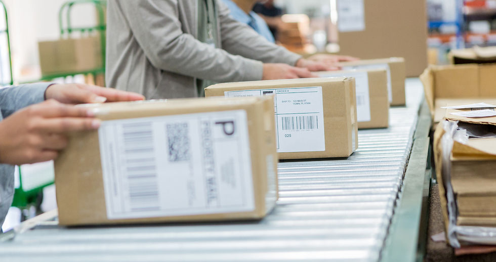Boxes on a conveyor belt