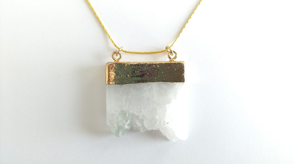Gold Necklace with Large Crystal Stone