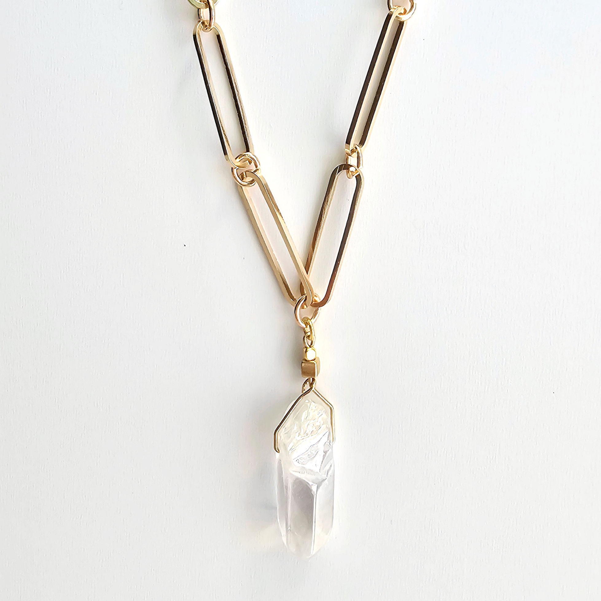 Paperclip with Crystal Quartz Pendant