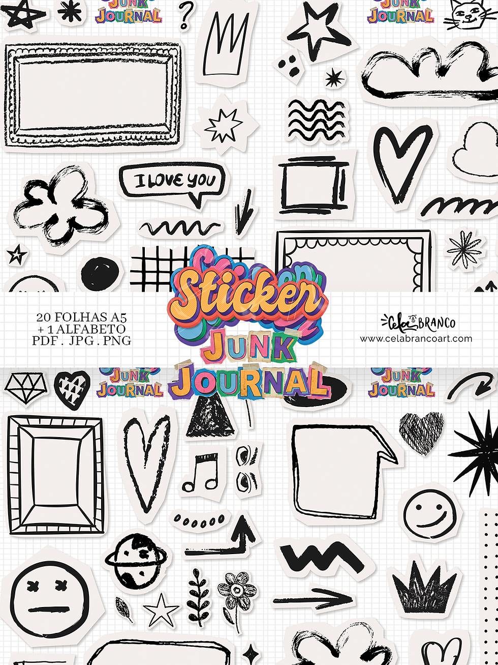 Miniatura: PACK STICKERS JUNK JOURNAL DOODLES