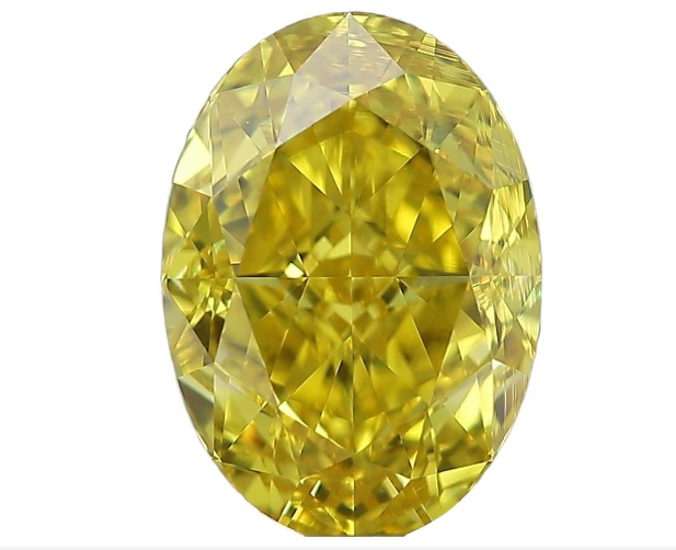 2.12 Carat Brilliant Cut Oval Fancy Vivid Yellow Diamond