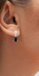 Thumbnail: Blue Sapphire Dangle Earrings Diamonds