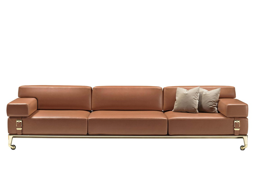Shaker Three-Seater Orange Sofa by Stefano Giovannoni