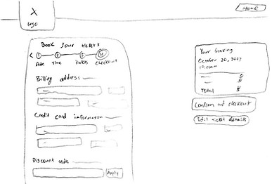 Sketch of low-fidelity wireframe Denver Zoo fifth page of ticket flow