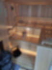 Voor en Na, sauna geplaatst in badkamer met Harvia houtkachel Legend 240