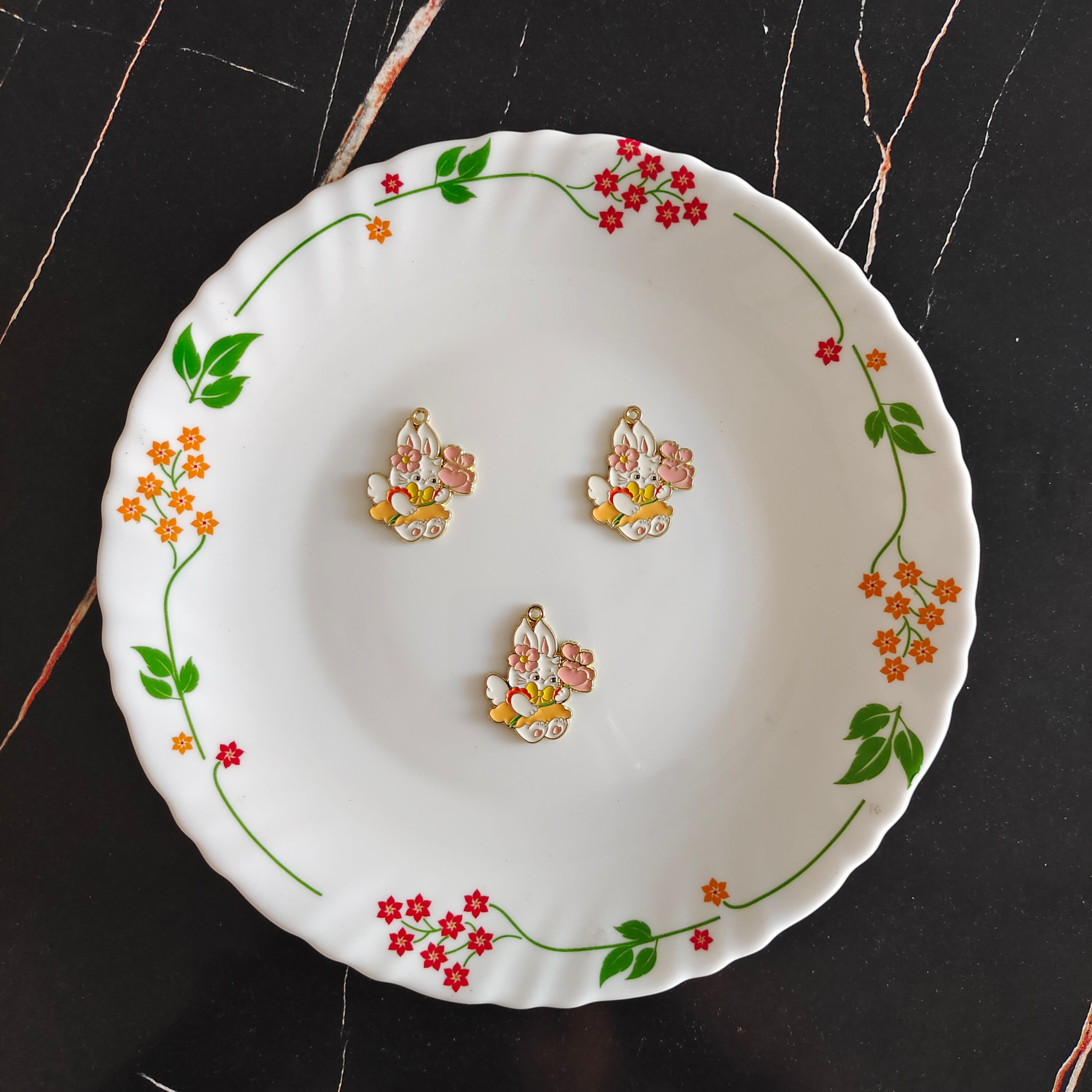 Bunny with Flower Charm