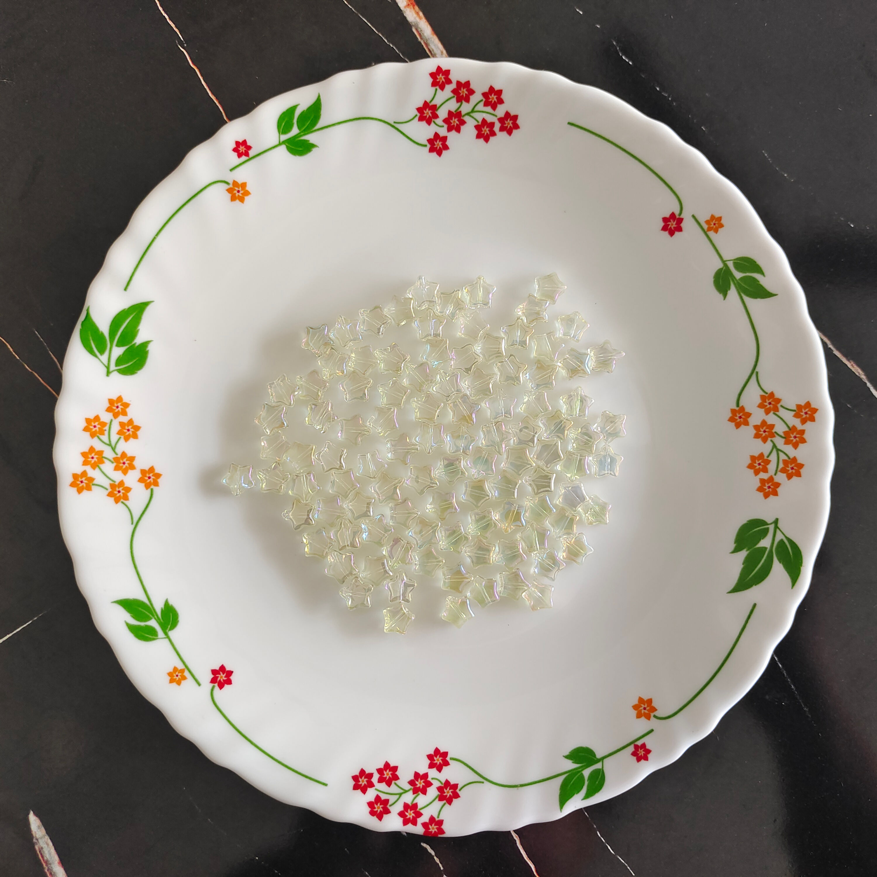 Glass Star Bead - White