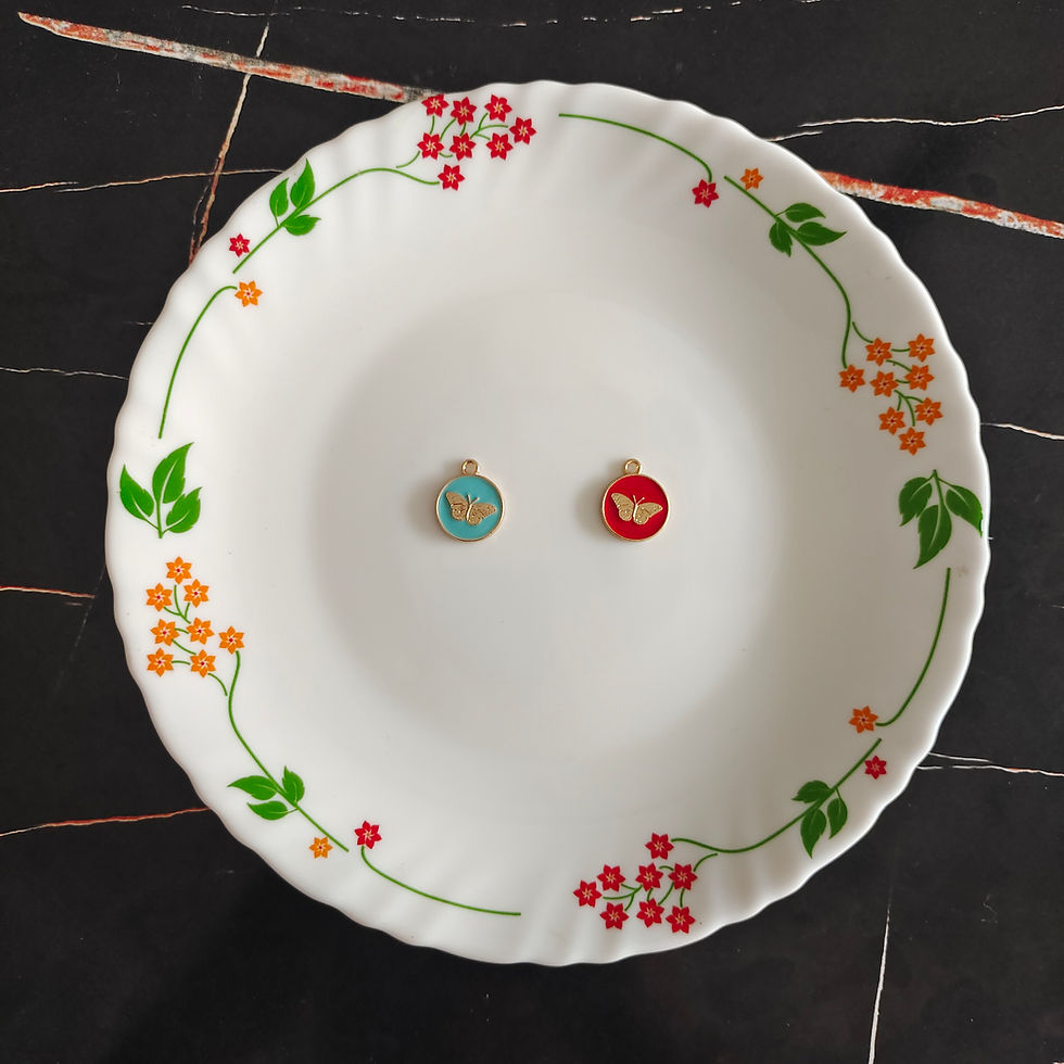 Golden Round Butterfly Charm