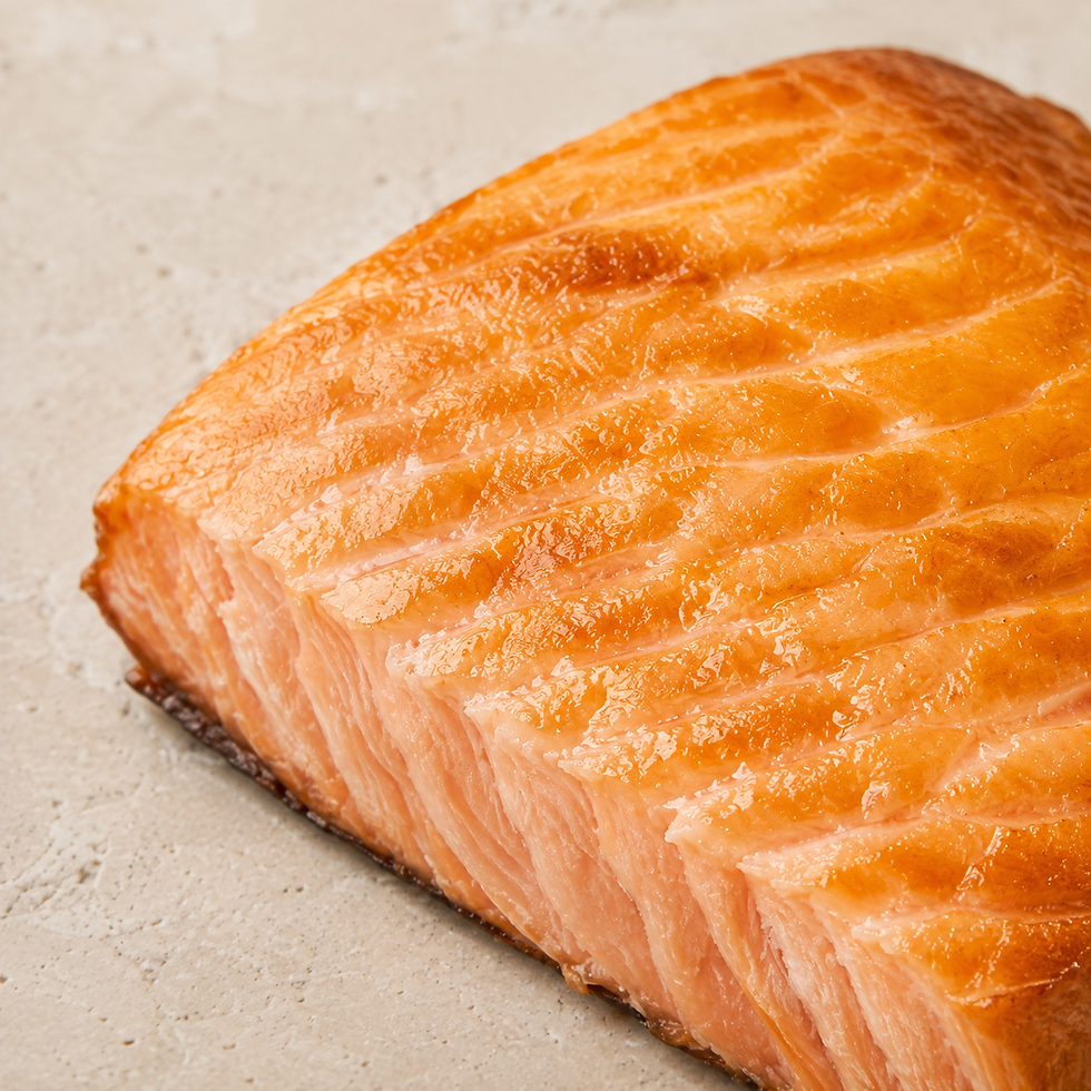 Thumbnail: Norindic Seafoods Hot Smoked Salmon Fillet, detail surface