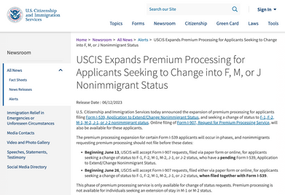 今日起，调整身份为F/M/J，可申请加急审理！
