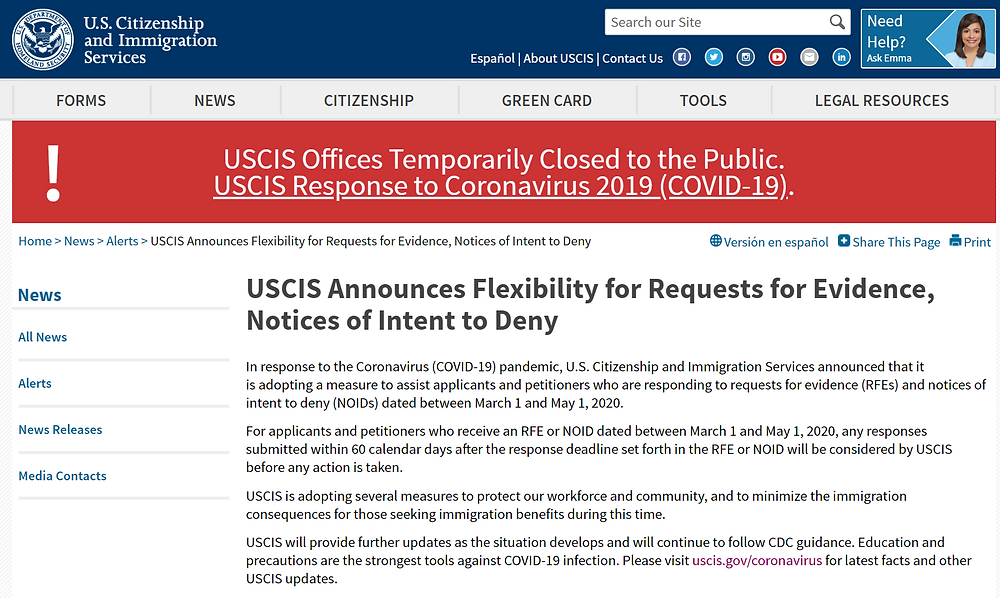 USCIS Announcement