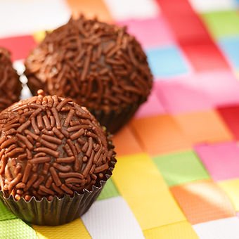 Chocolate Brigadeiros on a Colorful Mat