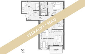 Grundrissplan einer 4-Zimmer Terrassenwohnung