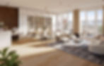 Rendering einer Wohnung mit Einrichtung