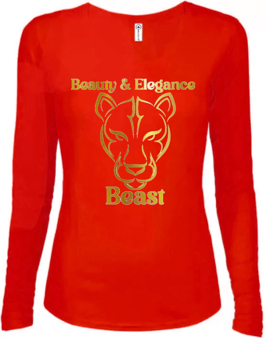 Women's adult Red/Gold long sleeve tees shirt size xl to 4xl design #457w 