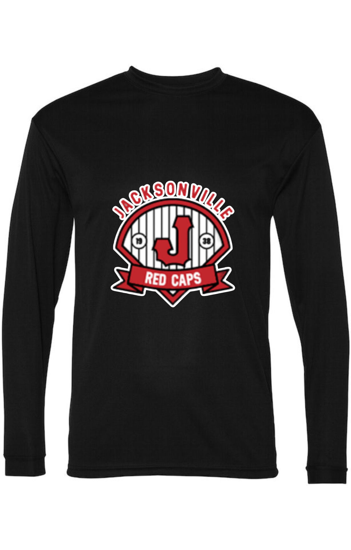Jacksonville Red Caps long sleeve tee unisex blk/wht xl to 4xl #19nl