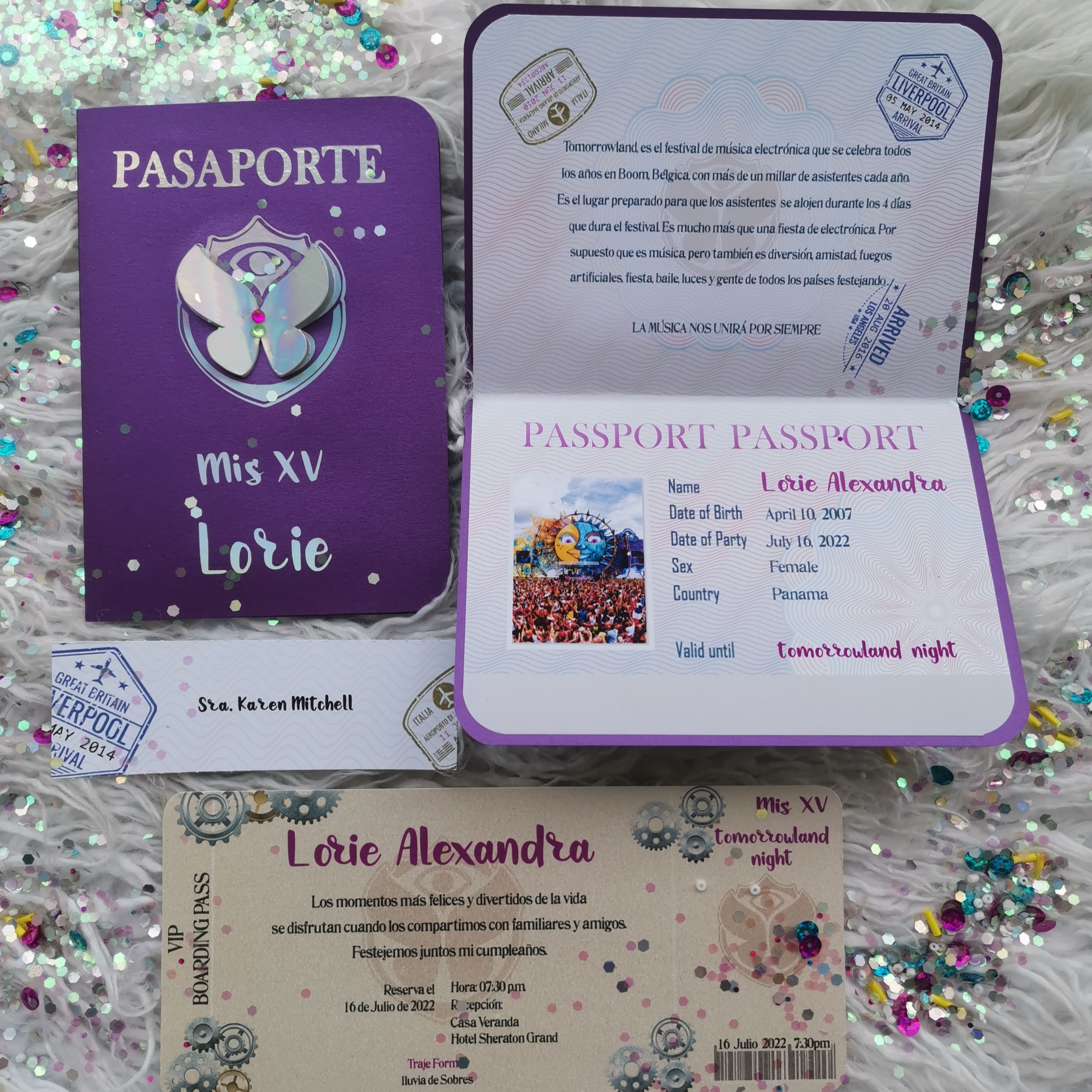 Invitacion Pasaporte con relieve