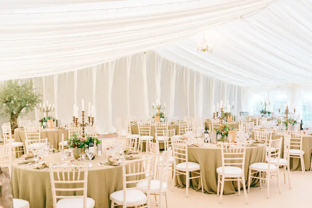 Wedding marquee with reveal curtain