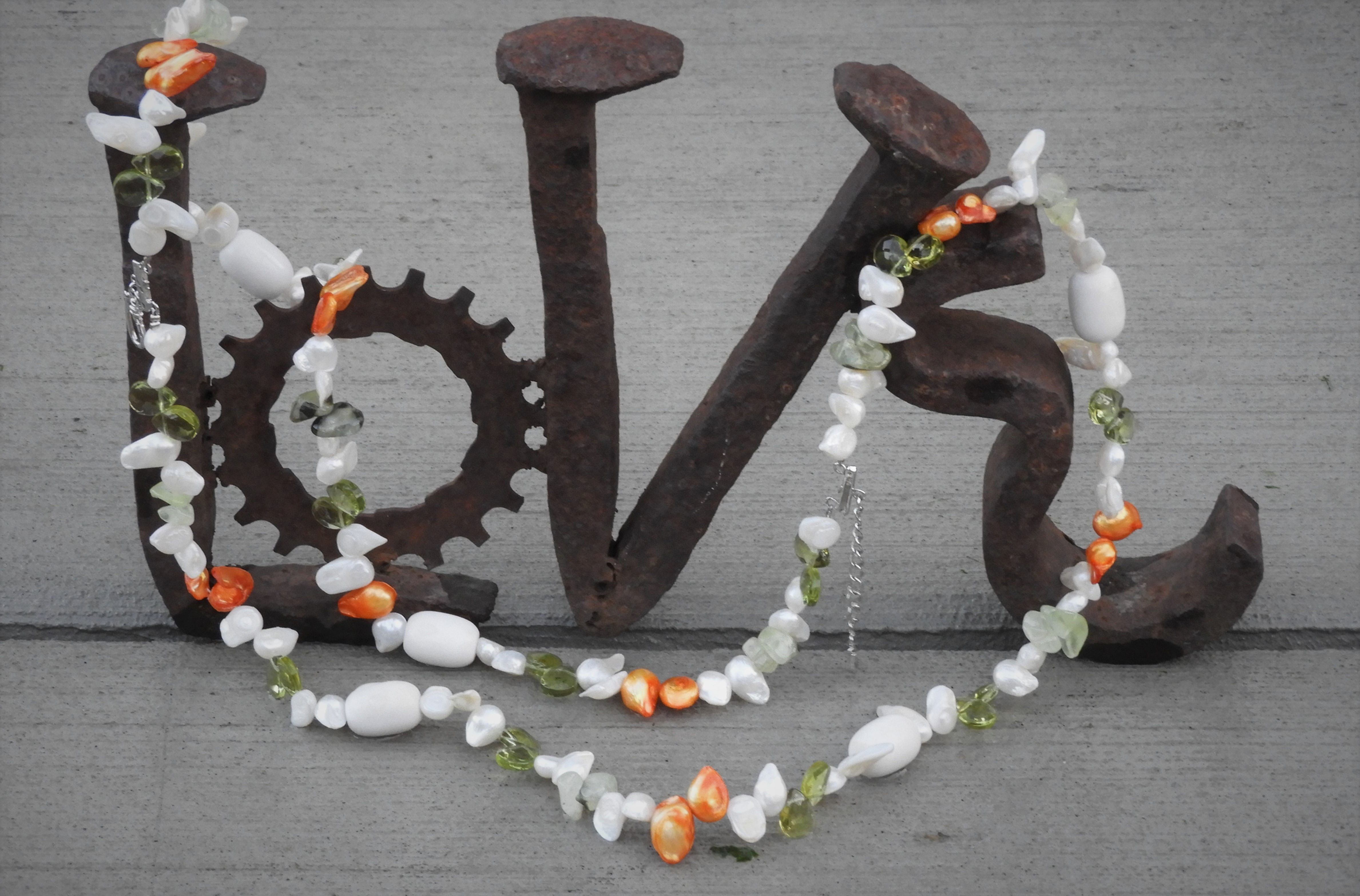Pearl and Coral Blossom Necklace