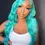 Thumbnail: Exotic- Hd lace turquoise pastel green human hair body wave/straight wig