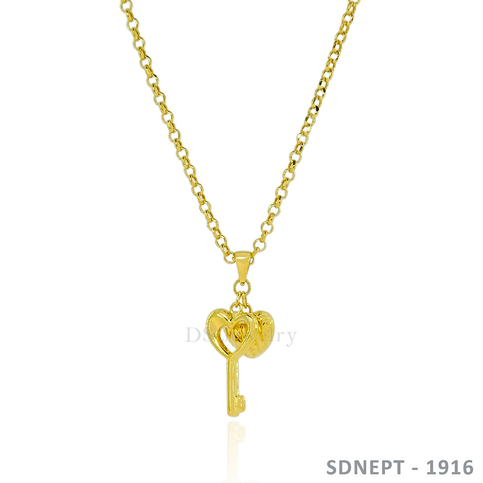 18K-YG Rolo Chain with Heart Key Pendant