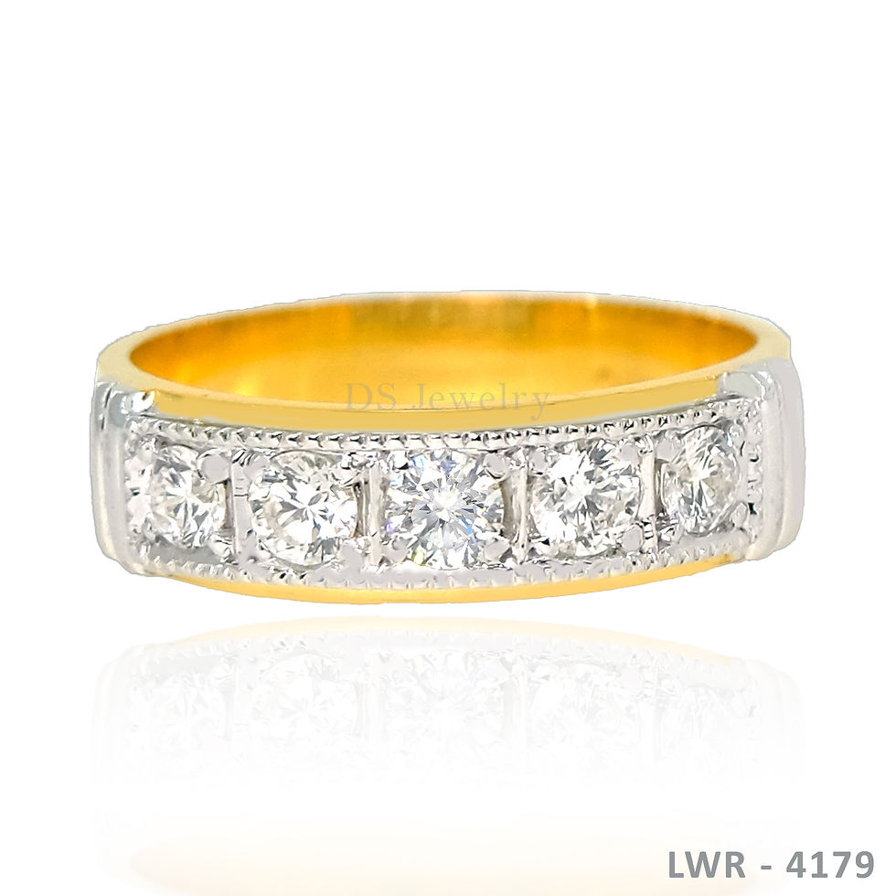 14K-YG Five Diamond Traditional Wedding Ring