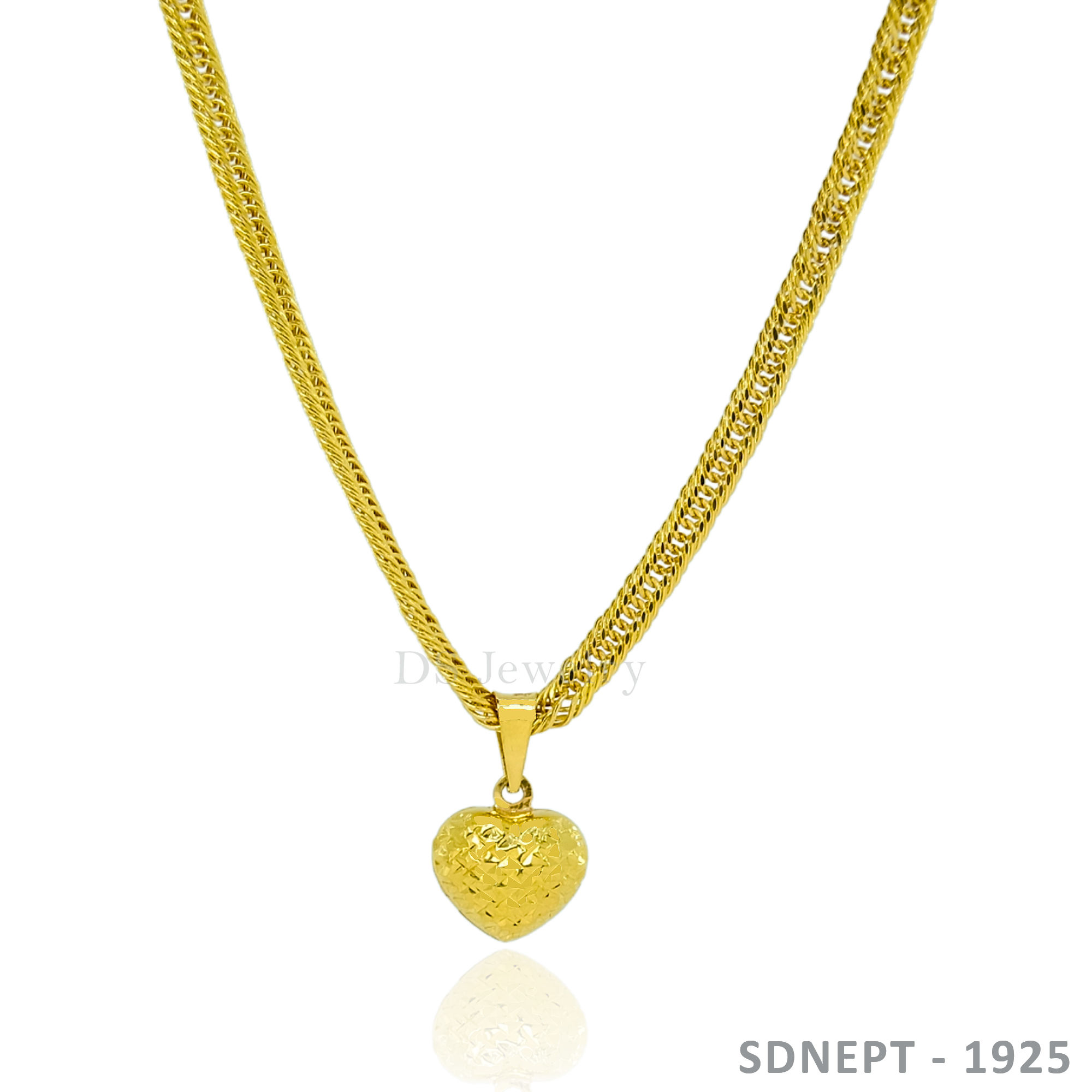 18K-YG Cadena Double Sidelock with Heart Pendant