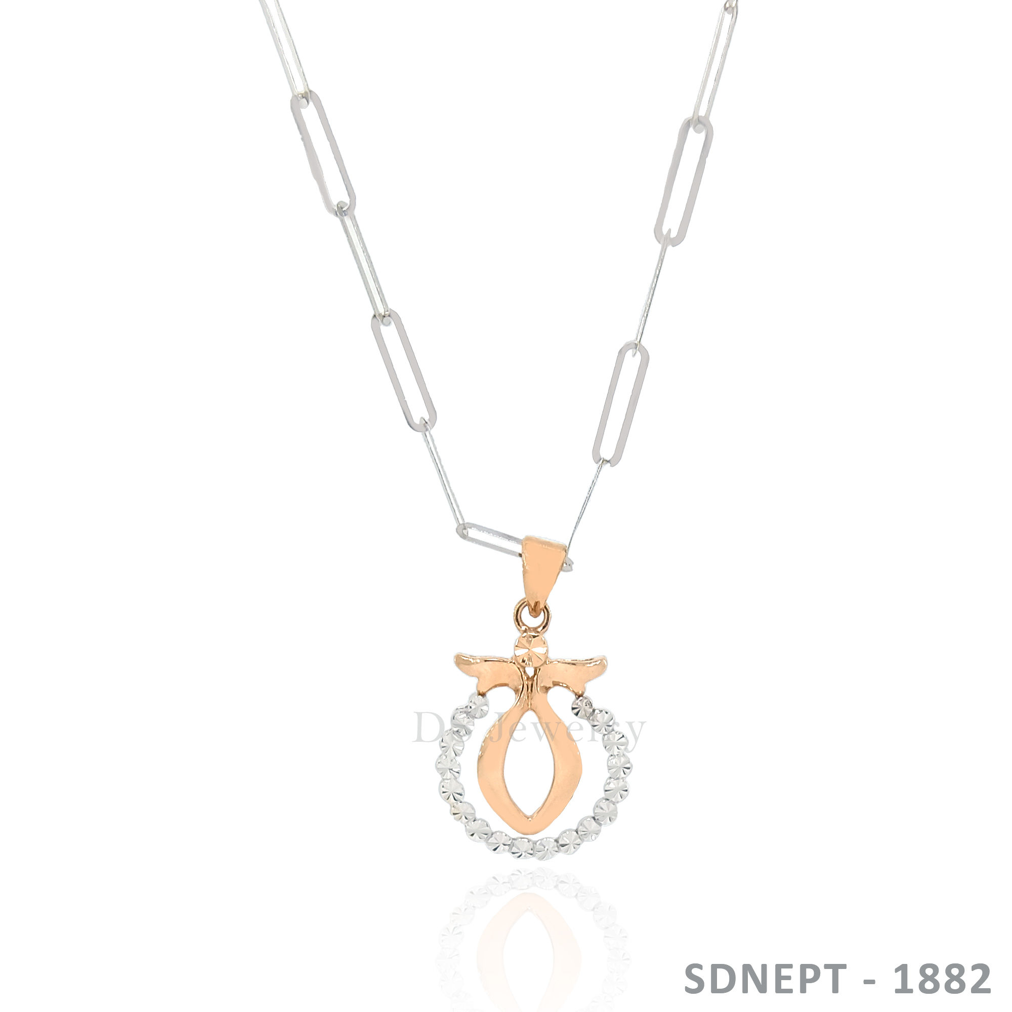 18K-WG Paperclip Chain with Pendant