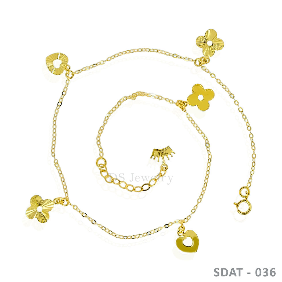 18K-YG Cable with Charms Anklet