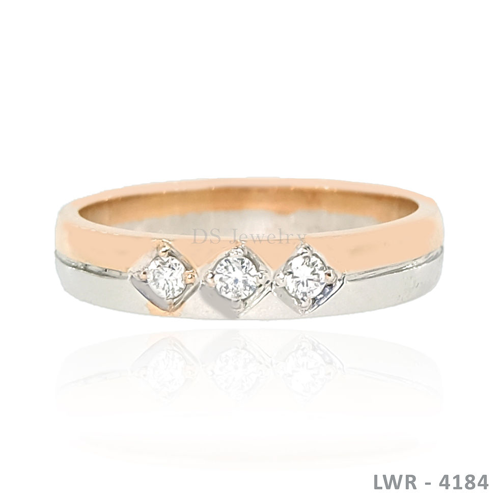 14K-2T Three Diamond with Sambre Wedding Ring