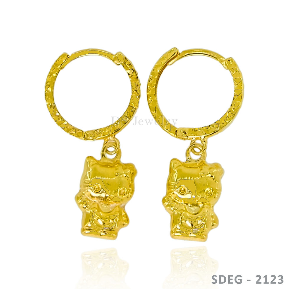 18K-YG Creolla with Bear Charm Earrings