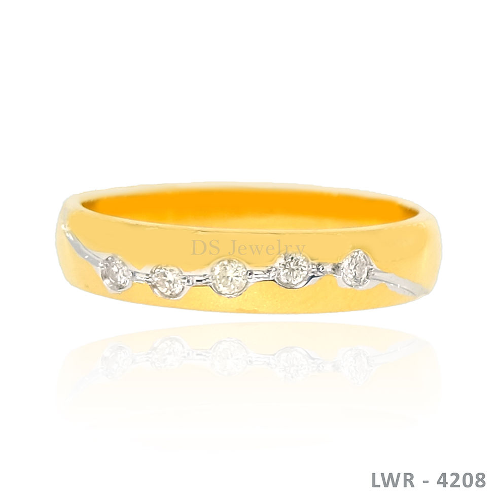 14K-YG Curved Five Diamond Wedding Ring